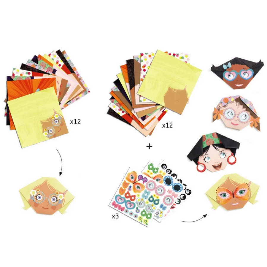 Djeco kreativ leg, Origami - Sjove ansigter