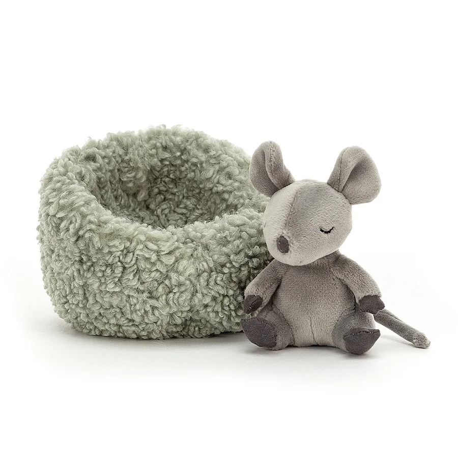 Jellycat Hibernating Mus i rede, 12 cm