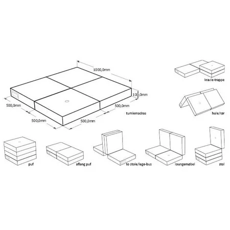 byKlipKlap 4-fold madras, blågrå med grå knap