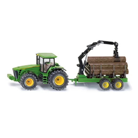 SIKU traktor, John Deere med trætransport