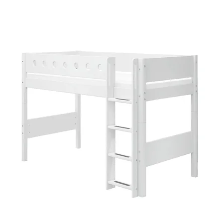 FLEXA Mellemhøj seng med lige stige, hvid