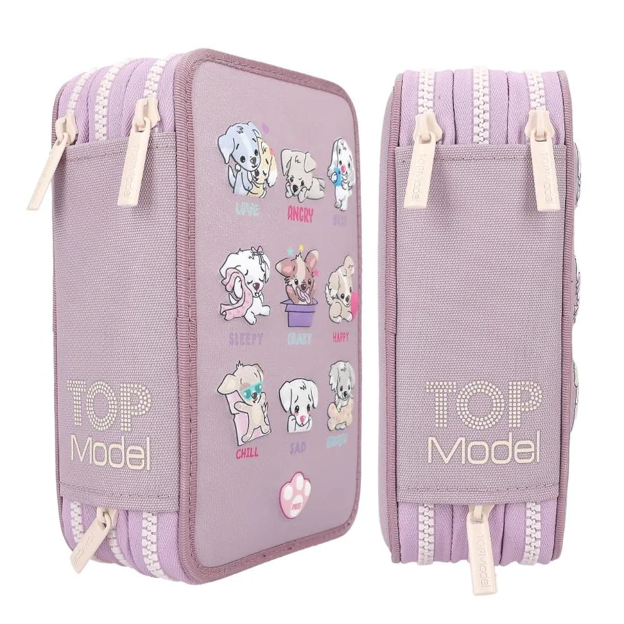 TOPModel Trippel-Federtasche mit LED, Dogs Mood