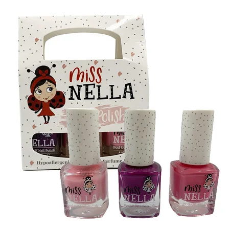 Miss Nella 3-pak neglelak til børn, lyserød/lilla