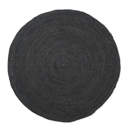 Ferm Living rundt jute-tæppe, Sort - lille