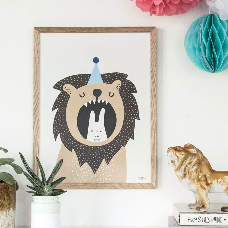 Michelle Carlslund plakat, Lion and Bunny - 50 x 70 cm
