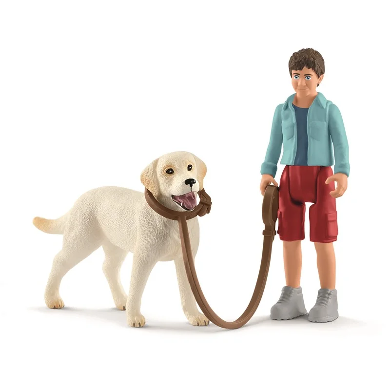 Schleich dyr, dreng med Labrador Retriever