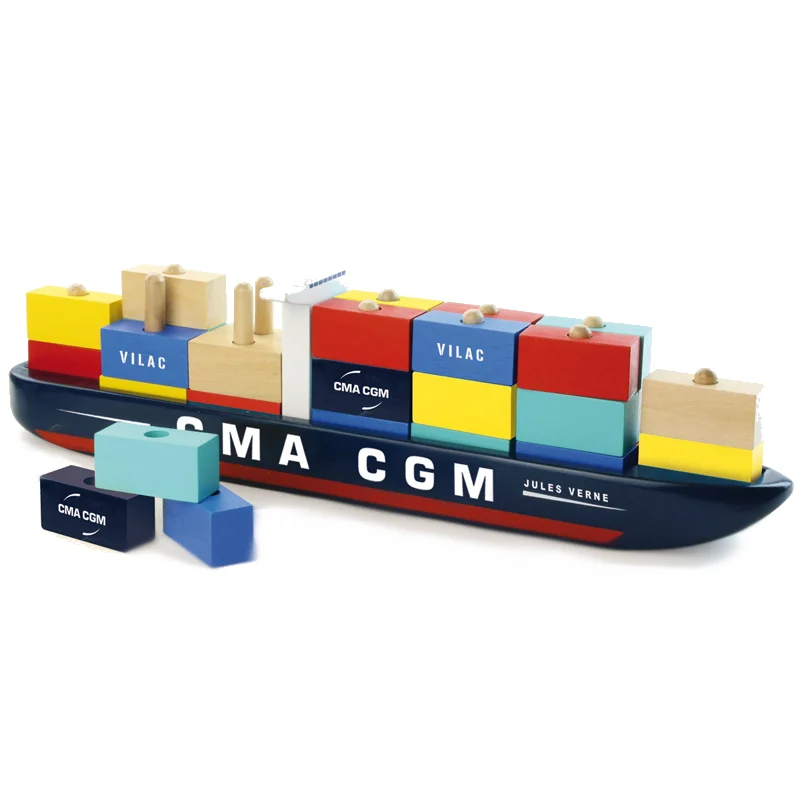 Vilac City containerskib i træ med klodser