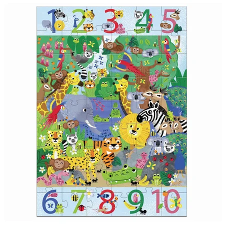 Djeco Bodenpuzzle, 1 bis 10 Dschungel - 54 Teile