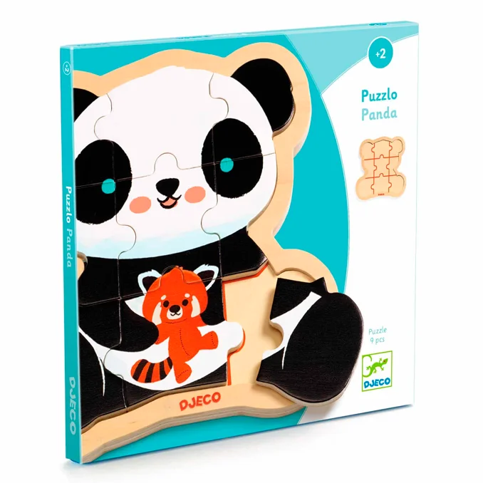 Djeco træpuslespil panda, 9 brikker