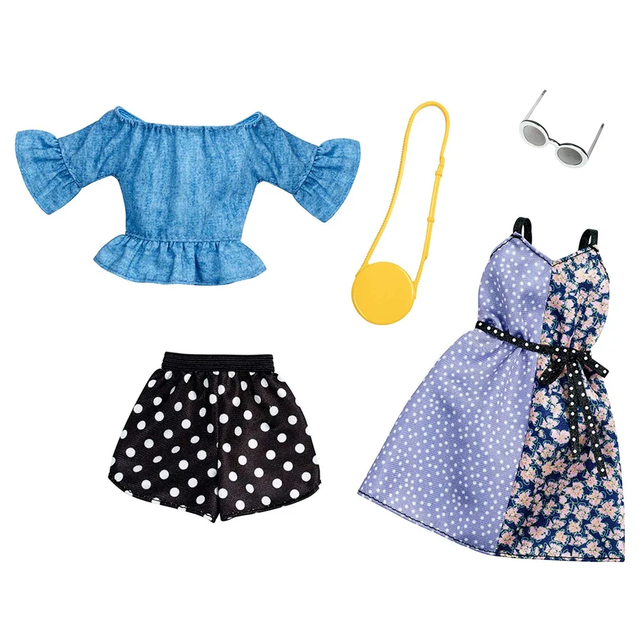 Barbie dukketøj 2 sæt, kjole og denimbluse