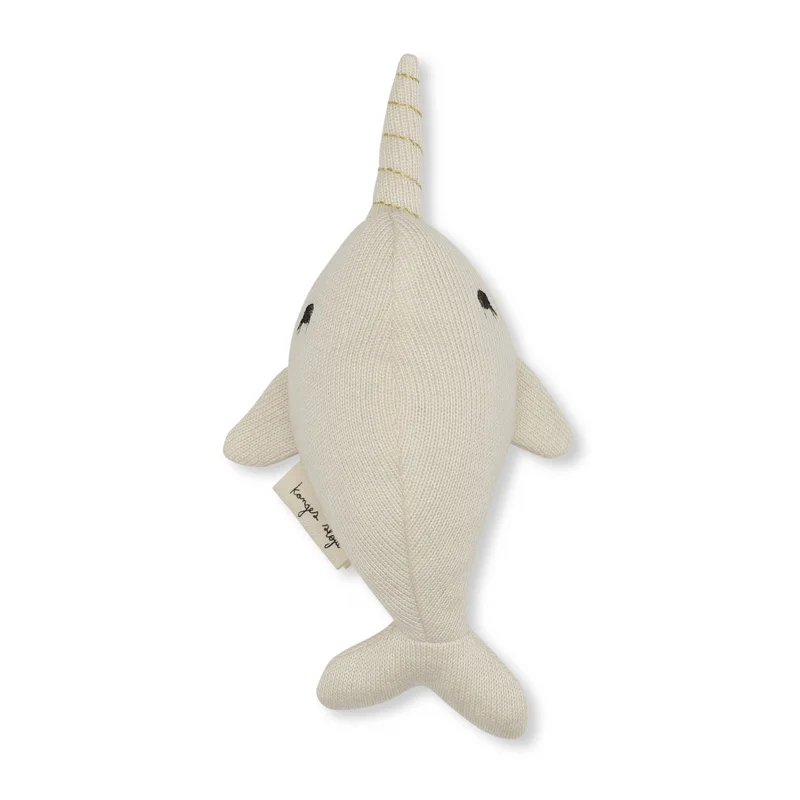 Konges Sløjd strikket bamse med rangle, narhval