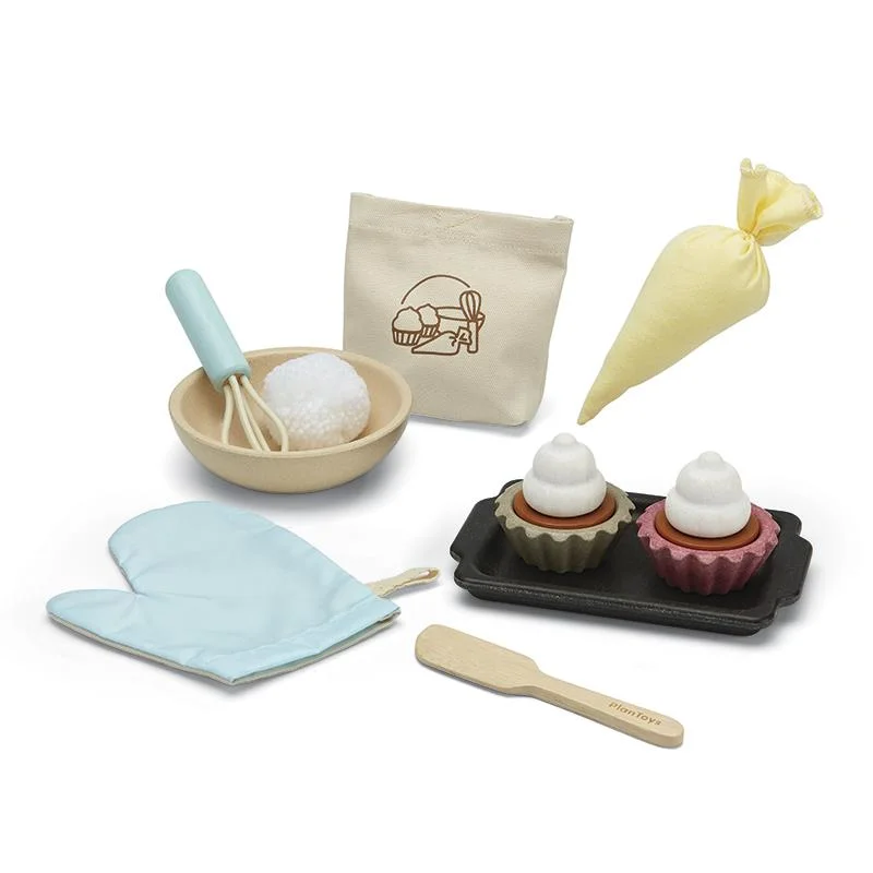 Plan Toys Lebensmittel aus Holz, Cupcake-Set