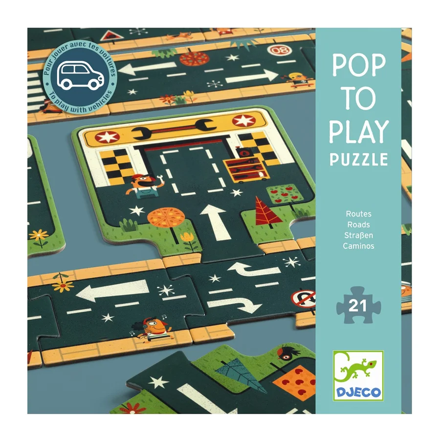 Djeco gulvpuslespil, Byg vejen - 21 brikker