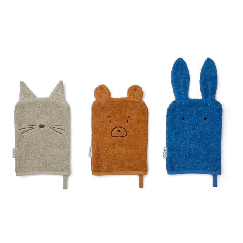 Liewood 3-pak vaskeklude, surf blue mix