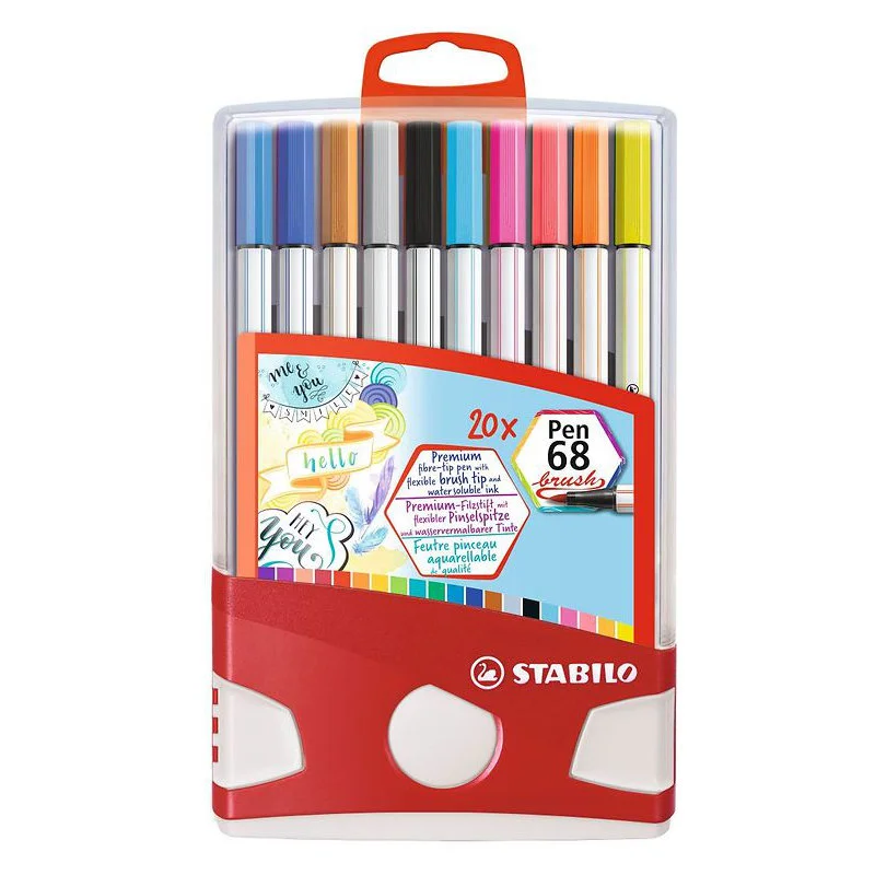 Stabilo tuscher m.penselspids, 20 stk - parade