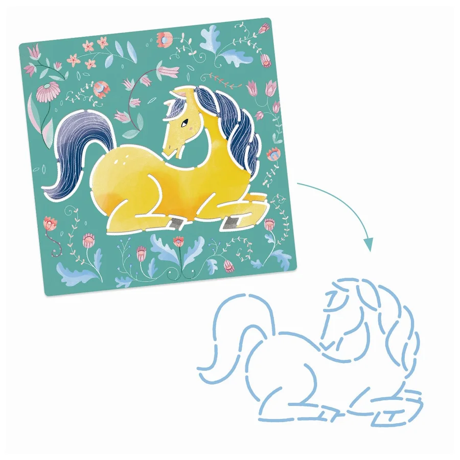 Djeco tegneskabeloner, Heste