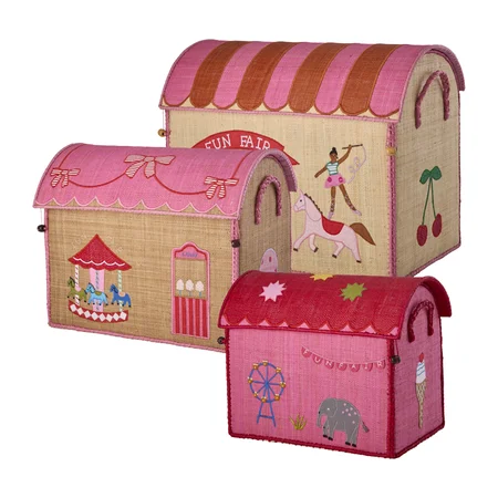 Rice Opbevaringskurv, Pink Fun Fair - Mellem