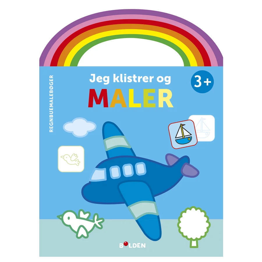 Regnbuemalebog - Jeg klistrer og maler (fly) - fra 3 år