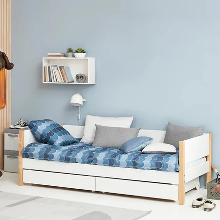 FLEXA Nor Daybed med hoved-, bag- og endegavl, hvid/eg