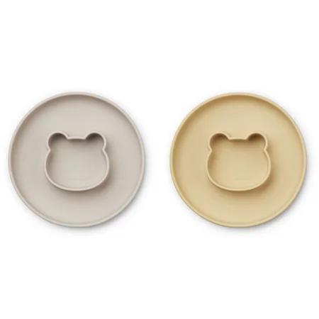 Liewood 2-pak siliconetallerkner, mr Bear wheat yellow/sandy