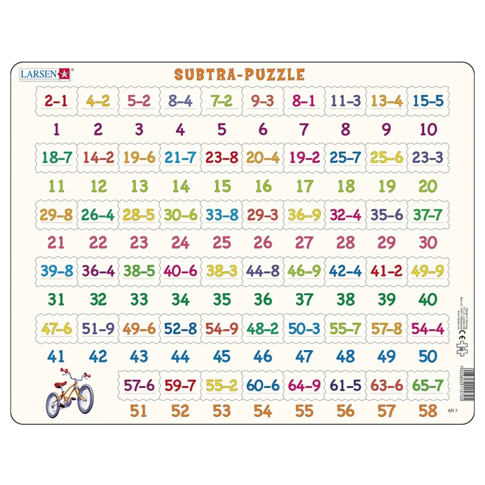 Larsen puslespil, regnestykker minus - 58 brikker