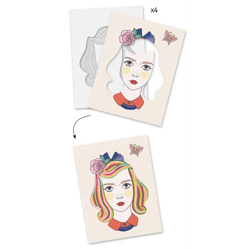 Djeco kreativ æske, collage med snørrer - flotte lokker