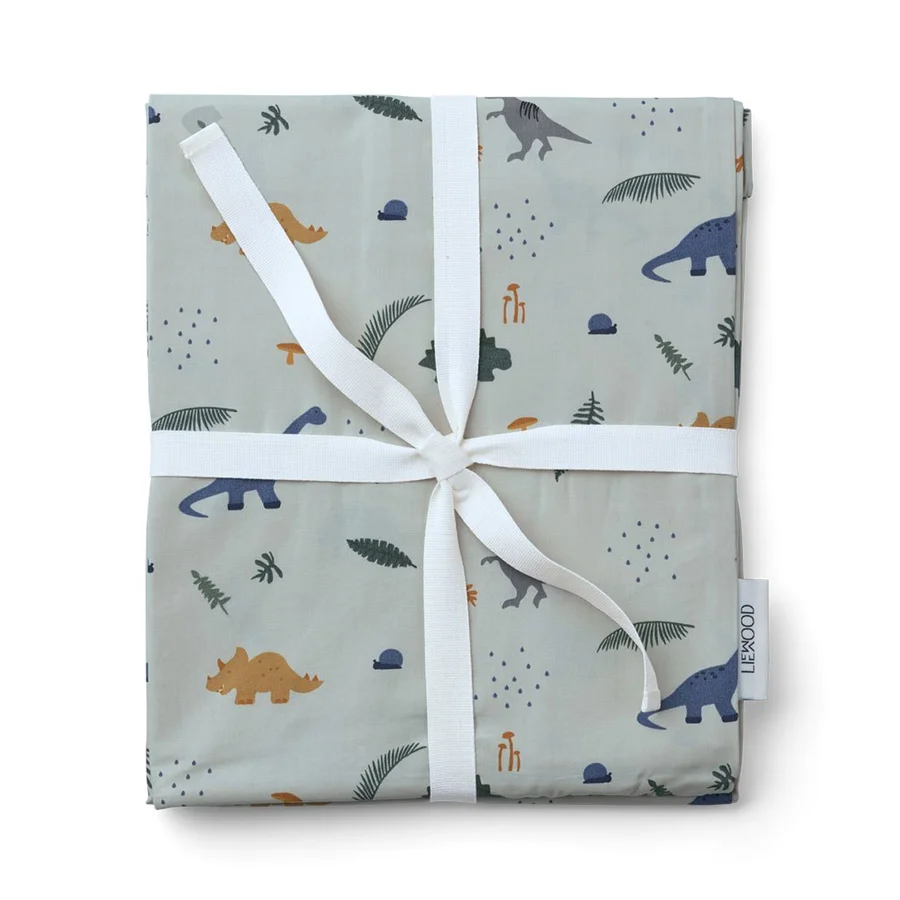 Liewood voksen sengetøj, dino dove blue mix