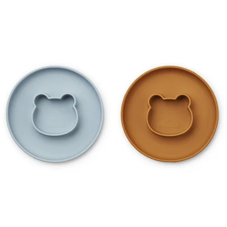 Liewood 2-pak siliconetallerkner, mr Bear sea blue/mustard