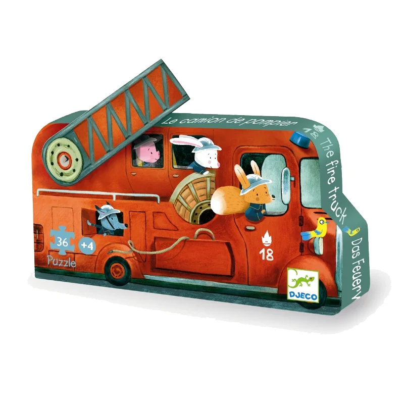 Djeco silhouet puslespil, brandbil - 16 brikker