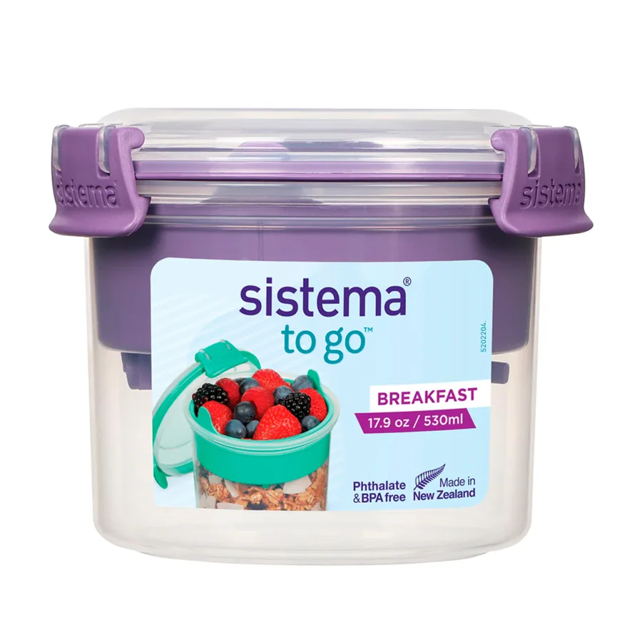 Sistema rund bøtte inkl. ske og indsats, Misty Purple