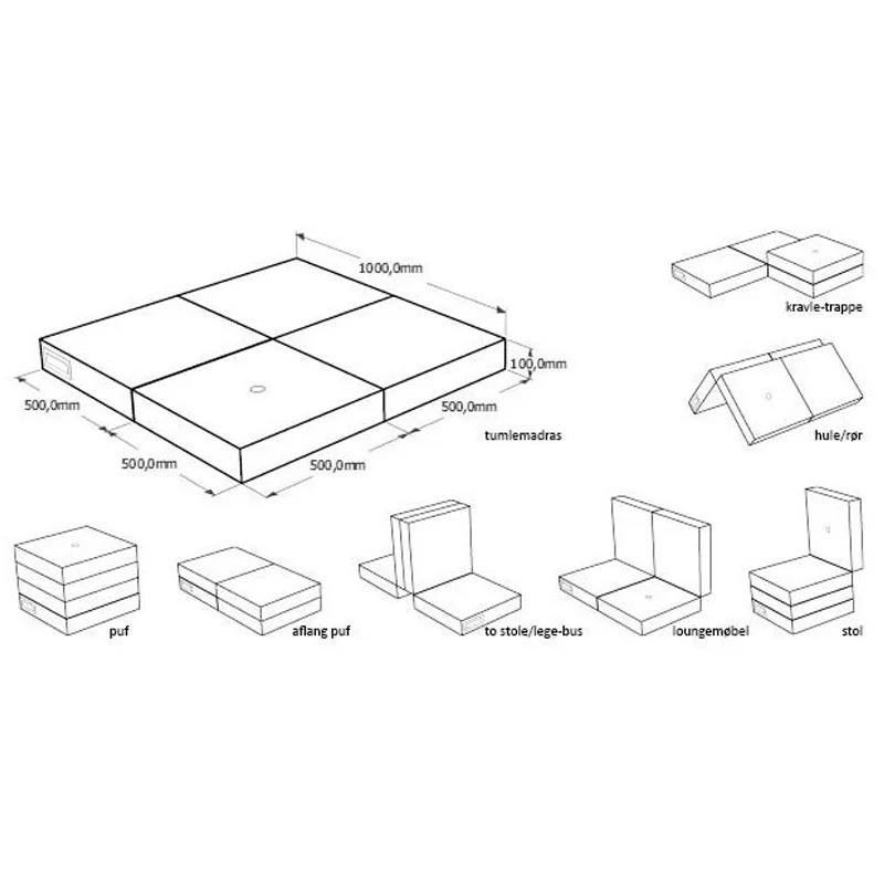 byKlipKlap 4-fold madras, blågrå med grå knap