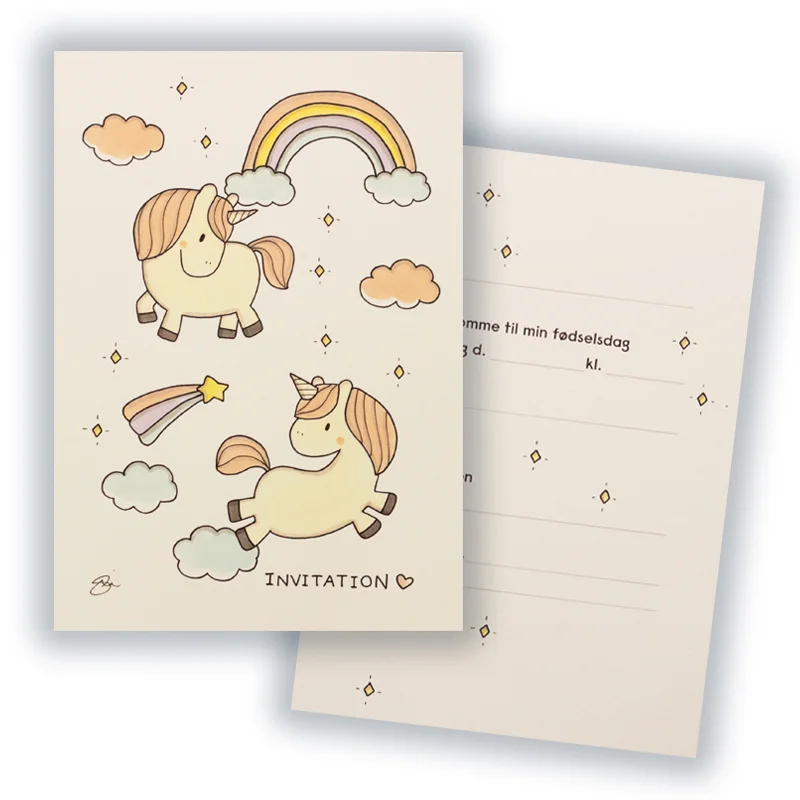Fødselsdagskort af Simone T. Eriksen, enhjørninger - 10x15