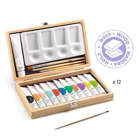 Djeco kunstner box, 12 gouaches farver