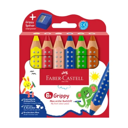 Faber-Castell Grippy XXL Jumbo Karton 6 ass + Anspitzer