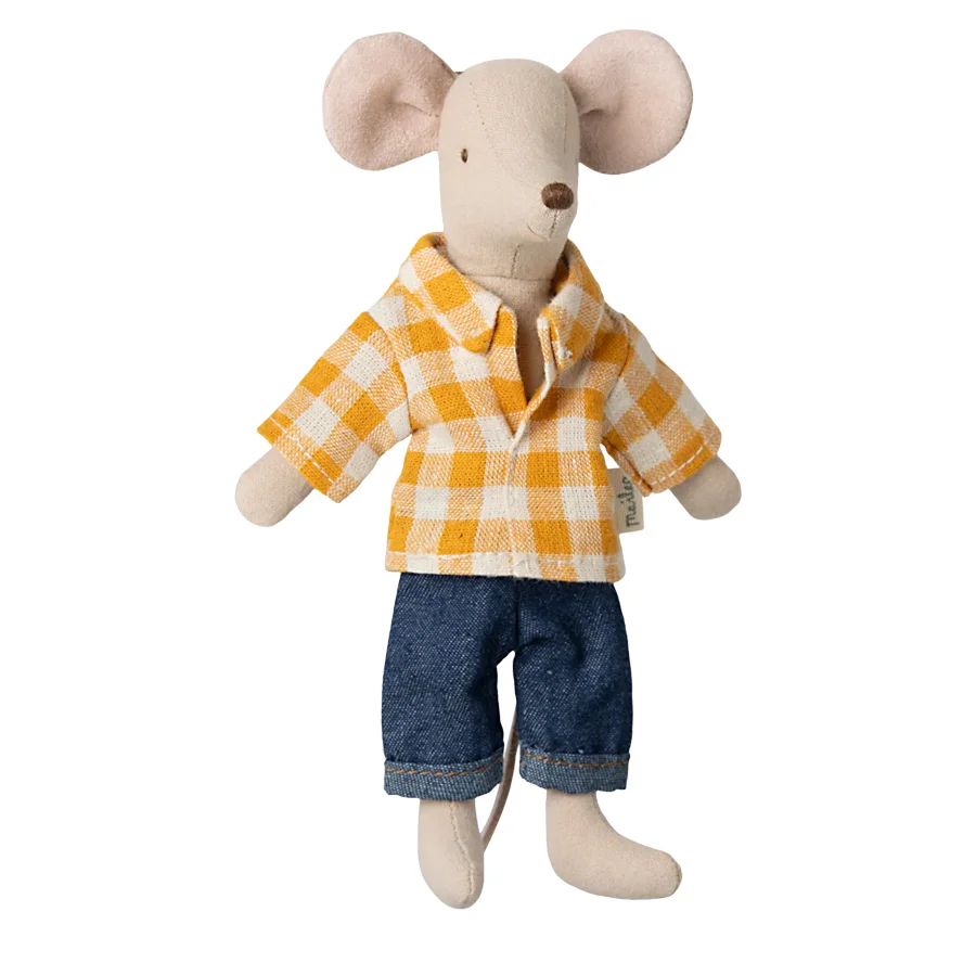 Maileg Papa Maus, gelb kariertes Hemd