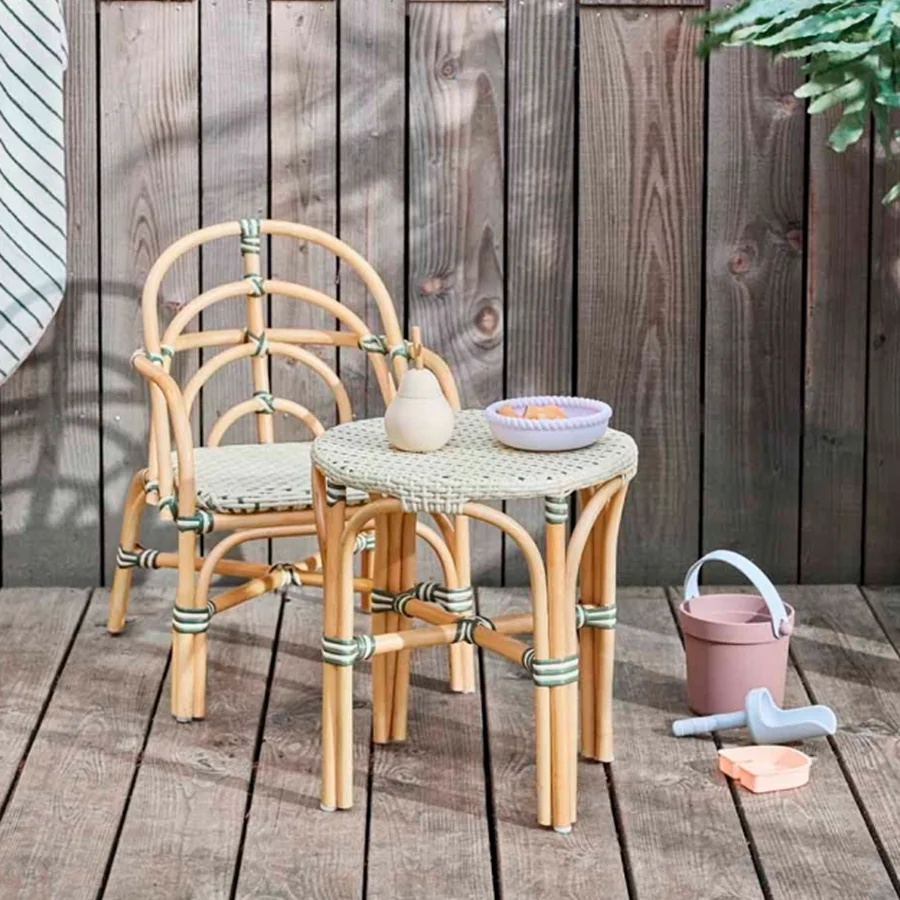 OYOY Momi mini outdoor stol, vanilla/olive