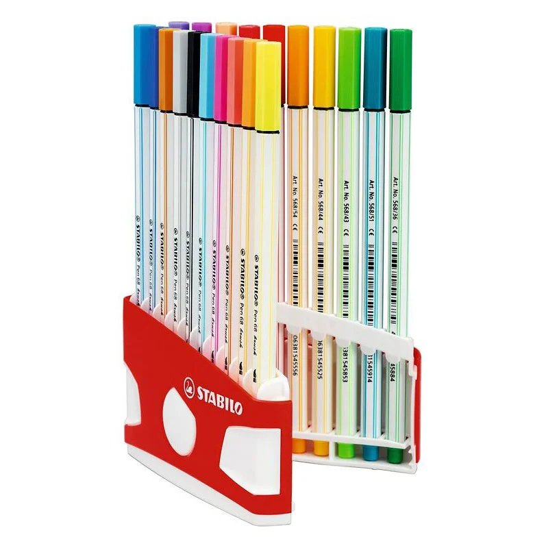 Stabilo tuscher m.penselspids, 20 stk - parade