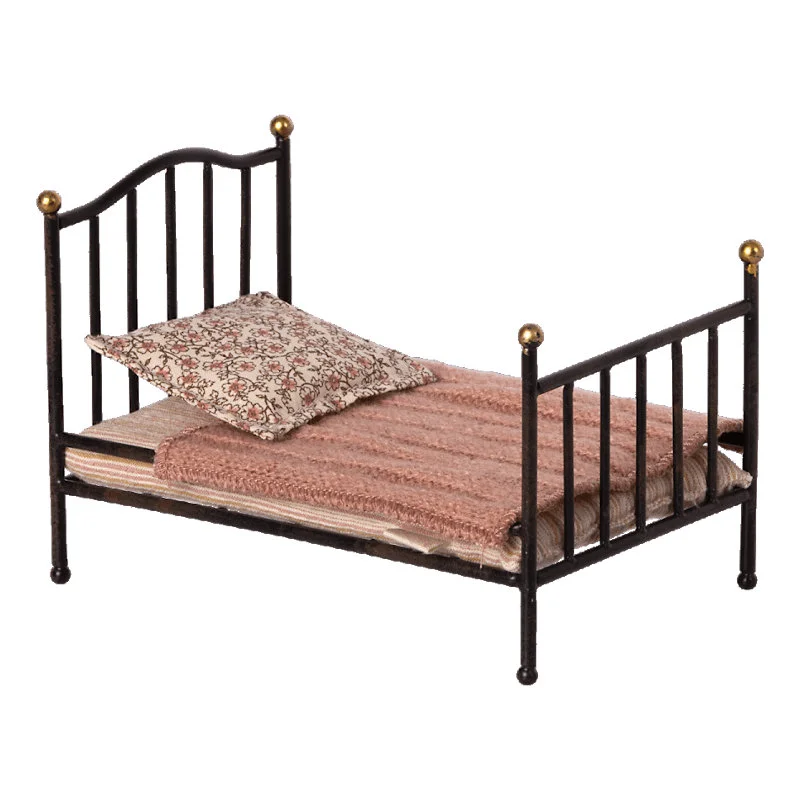Maileg vintage seng til mus, anthracite