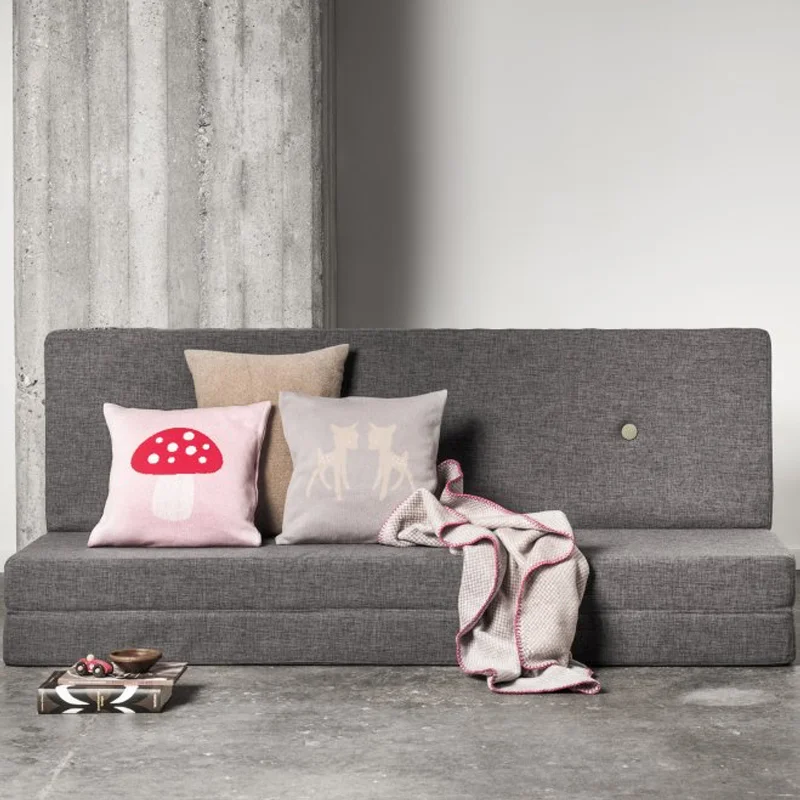 3-Fold Matratze, 200 cm multigrau mit grauen Knöpfen, byKlipKlap 