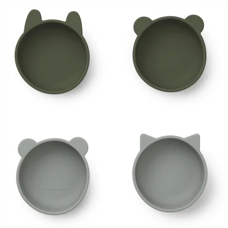 Liewood silicone skåle, 4-pak - Hunter Green mix