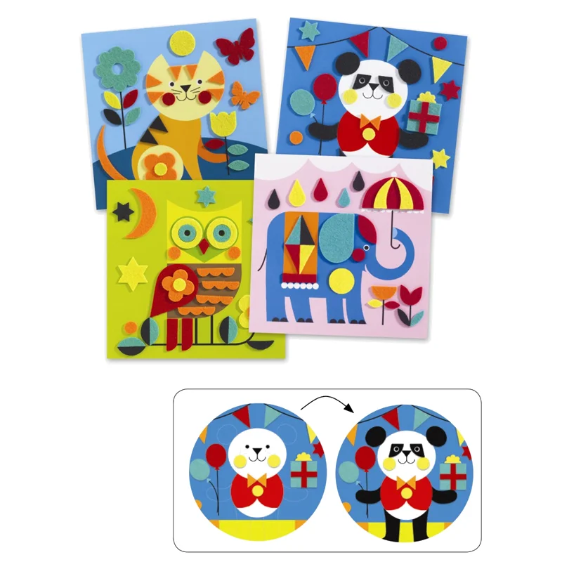 Djeco kreativ leg, collage for de små - filt dyr