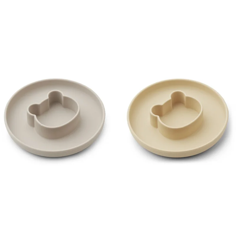 Liewood 2-pak siliconetallerkner, mr Bear wheat yellow/sandy