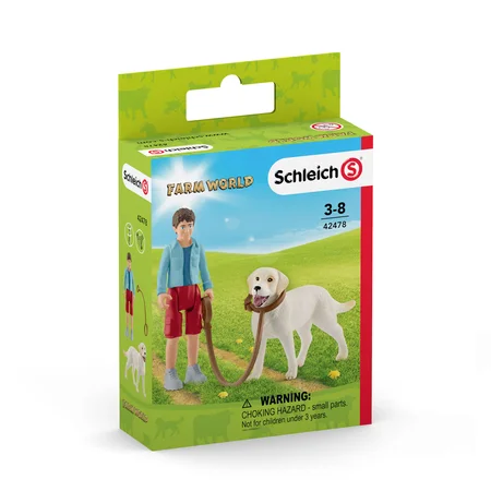 Schleich dyr, dreng med Labrador Retriever