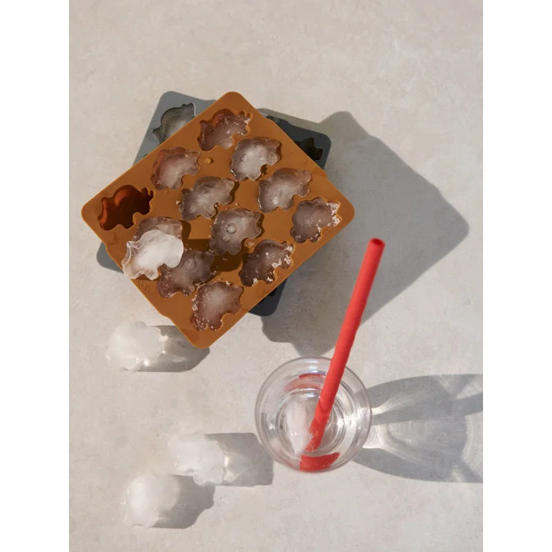 Liewood 2-pak silikone isterningeforme, dino golden caramel/blue fog