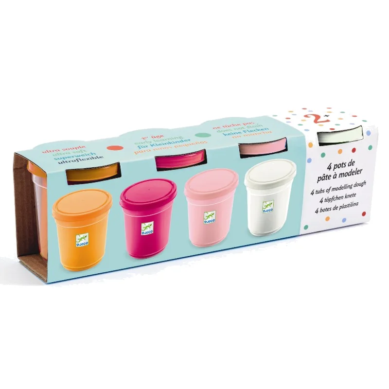 Djeco Modellervoks i Bøtter, Pastel Farver