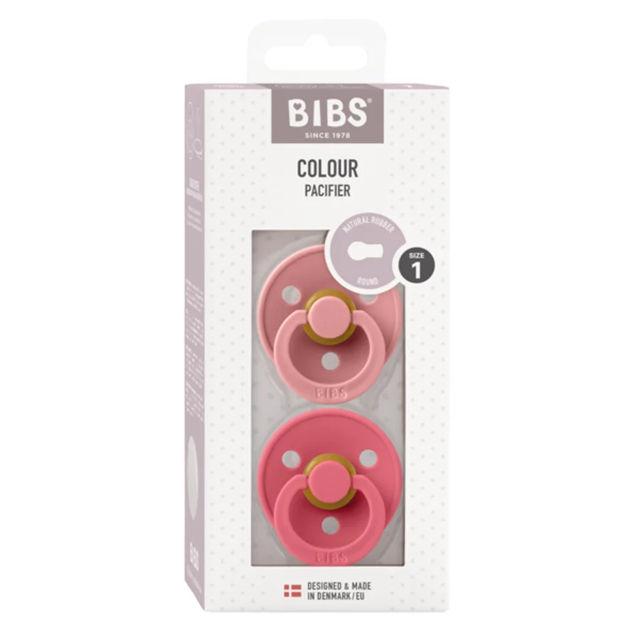 BIBS 2er-Pack Schnuller Rund Größe 1 - Dusty Pink/Coral