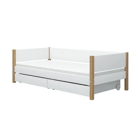 FLEXA Nor Daybed med hoved-, bag- og endegavl, hvid/eg