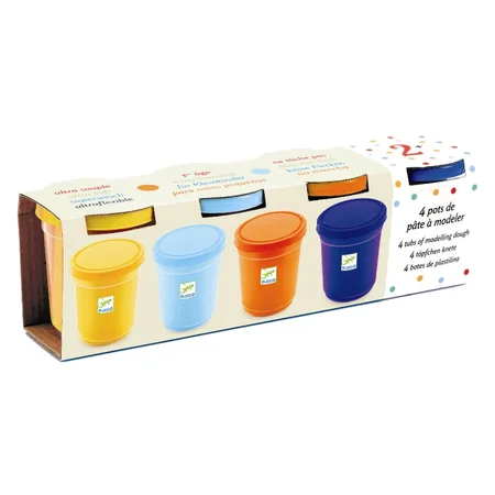 Djeco 4 Bøtter Modellervoks, Natur Farver