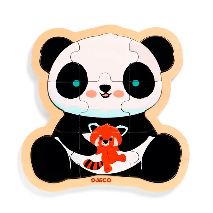 Djeco træpuslespil panda, 9 brikker