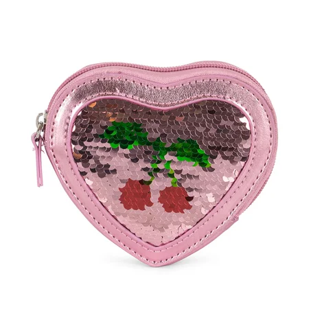 Konges Sløjd Tut hjerteformet pung m. pailletter, rose